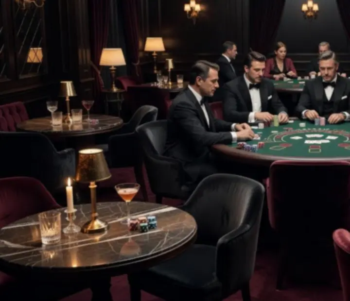 Mahagóni blackjack asztal Budapest éjszakai kaszinólounge hangulatában
